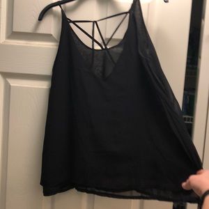 Black strappy tank.